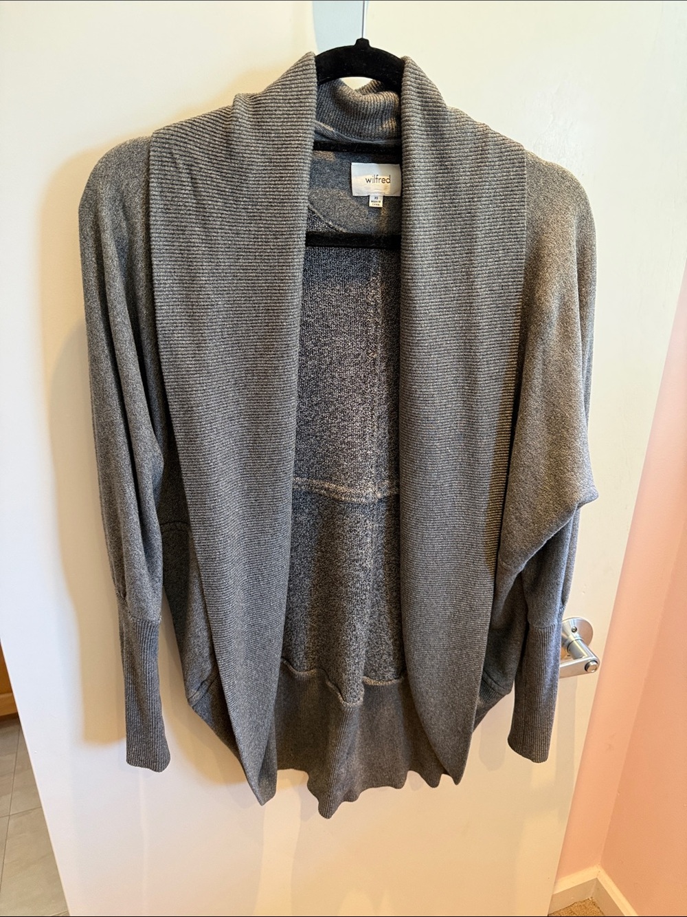 Wilfred Charcoal Grey Open-Front Draped Cardigan
